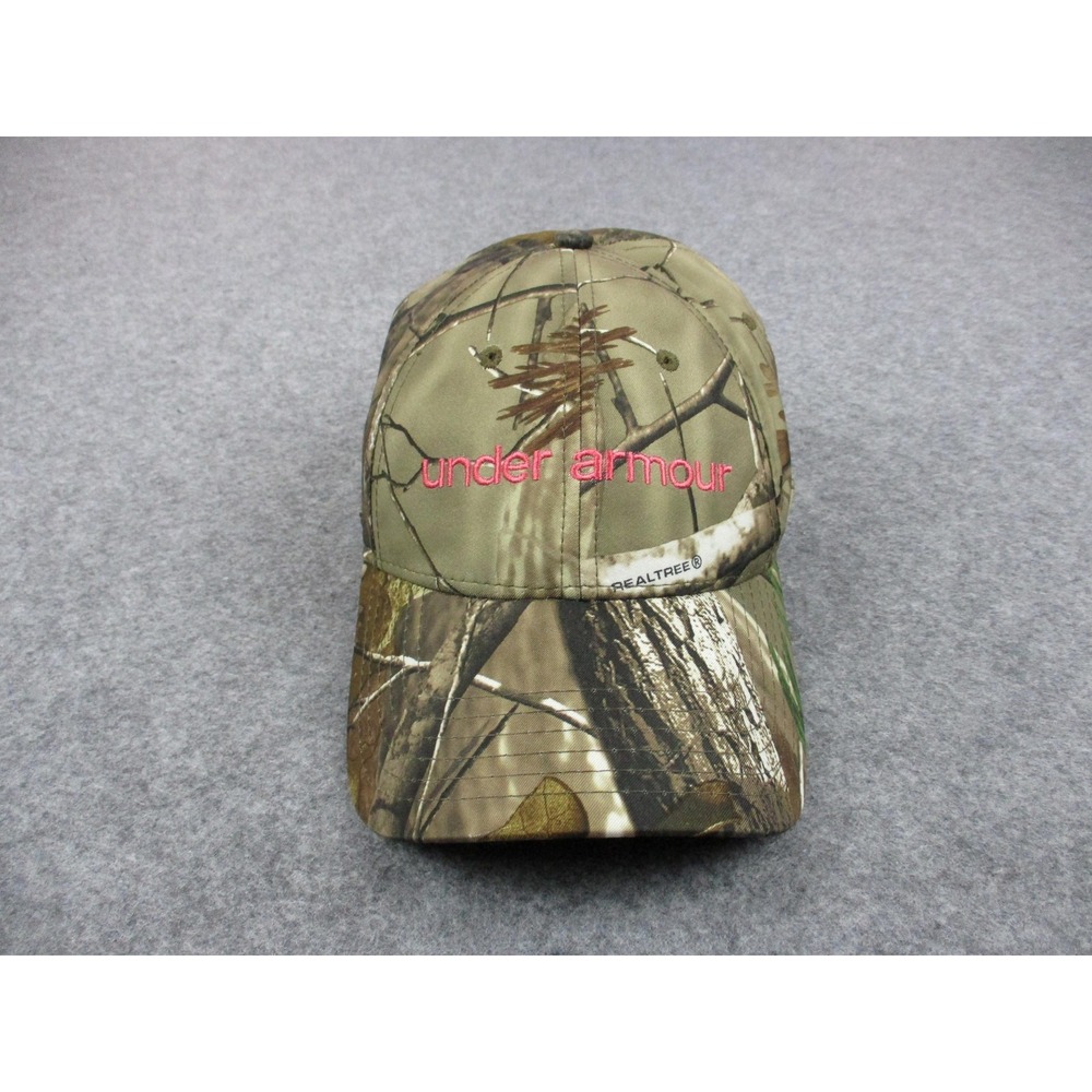 Under Armour Hat Cap Strap Back Womens Brown Pink Real Tree Camo Embroidery